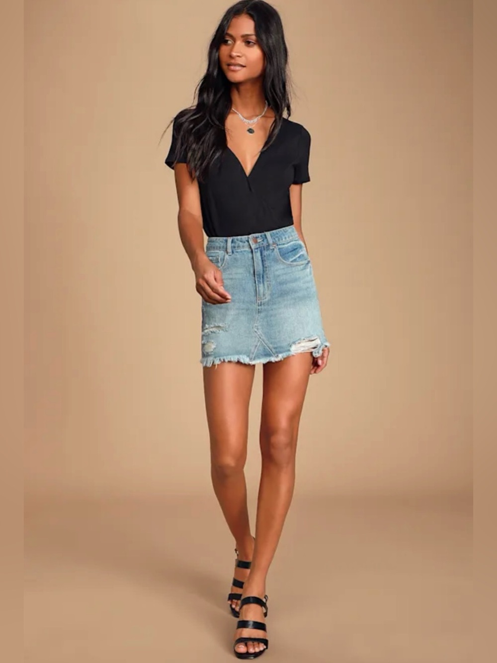 Lulus Marren Black Short Sleeve Surplice Bodysuit - Size M - Picture 2 of 5
